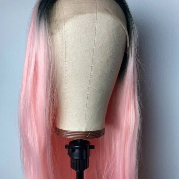 Pink Black Root Lace Wig